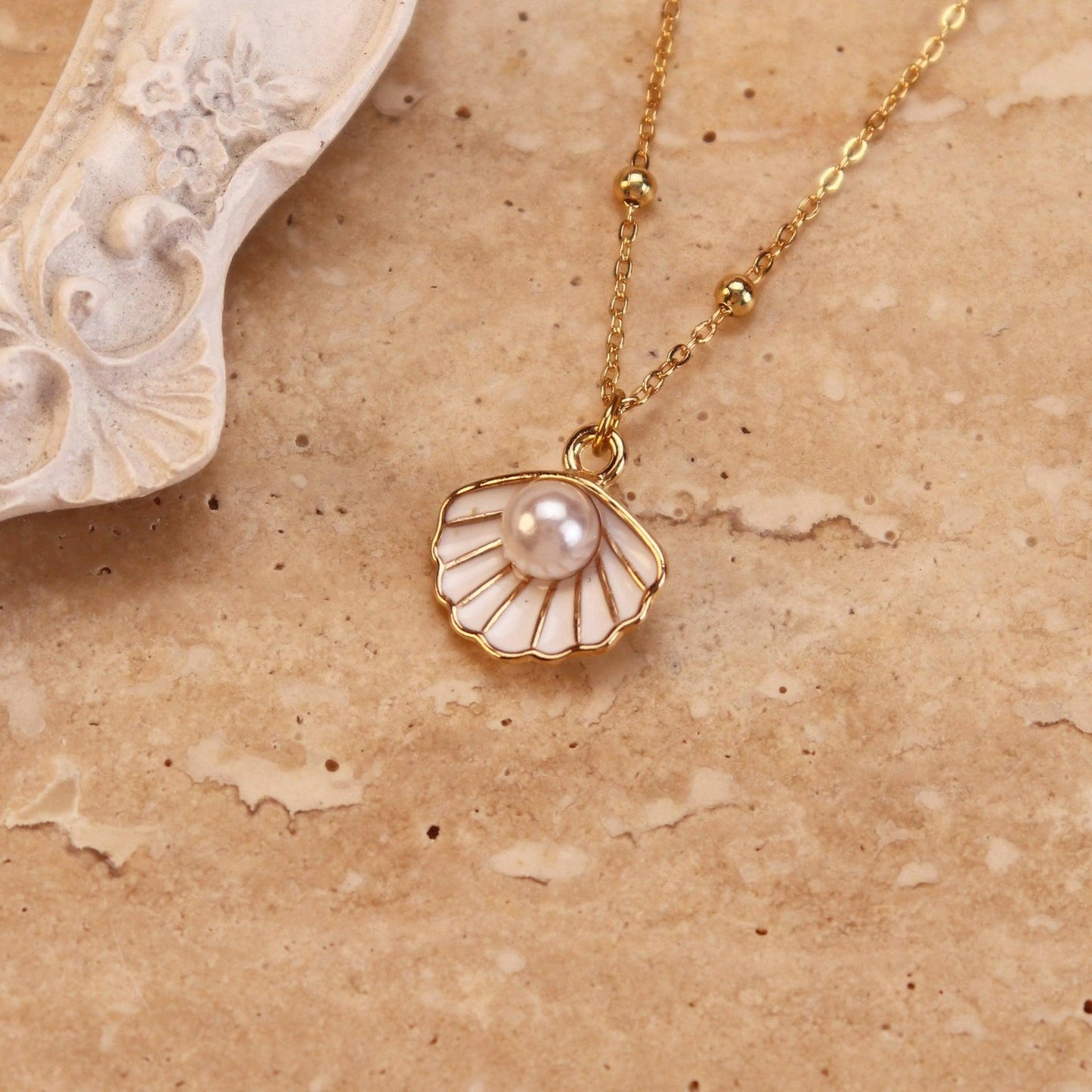 Titanium Steel Pearl Shell Conch Necklace | Beach Wear