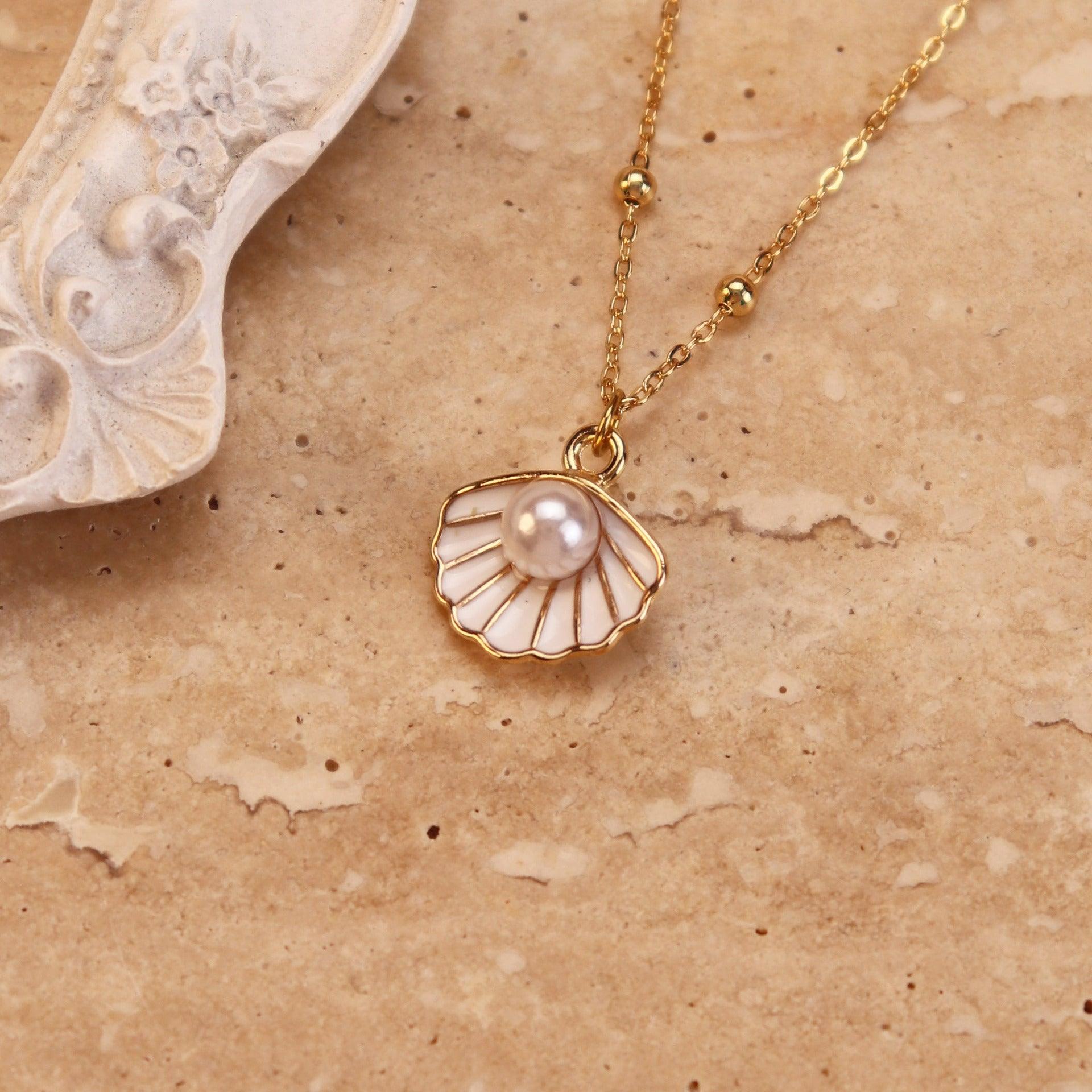 Titanium Steel Pearl Shell Conch Necklace | Beach Wear