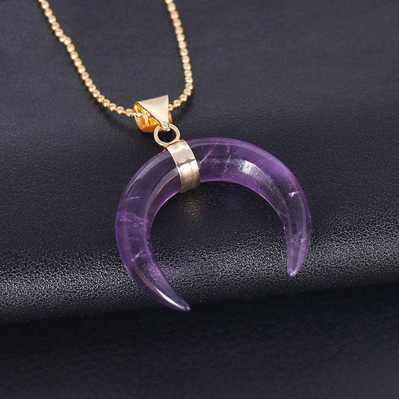 Crystal Semi-precious Necklace | Fashion Jewelry Purple Necklace