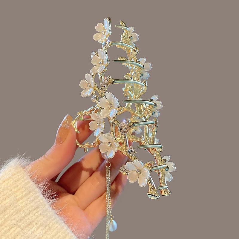 Pearl Bell Orchid Tassel Hair Clip | Fashion Collection