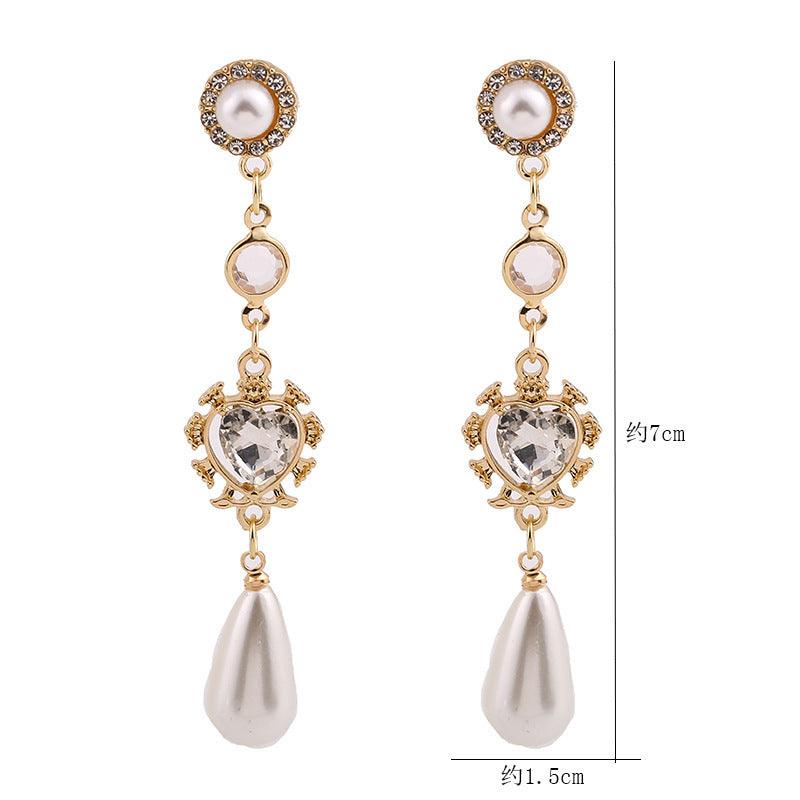 Pearl Earrings Love Rhinestones | Daily Wear