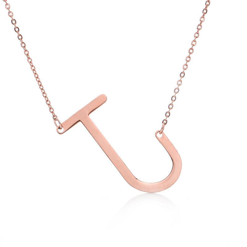Initial Letter Pendant & Necklace | Gold Plated Rose Gold J