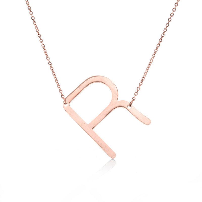 Initial Letter Pendant & Necklace | Gold Plated Rose Gold R