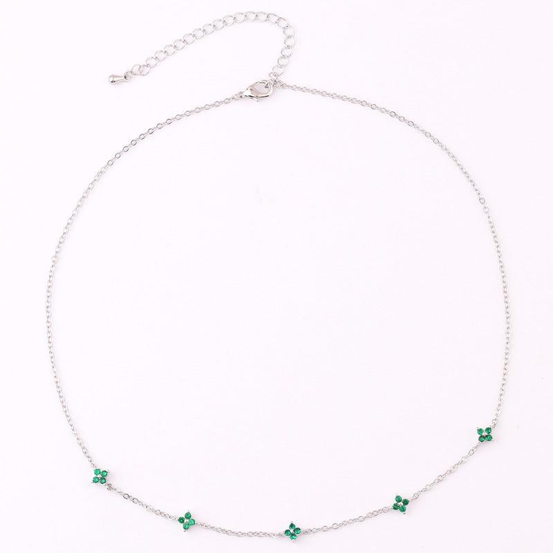 Blue Flower Necklace - Beach Wear Silver Greening