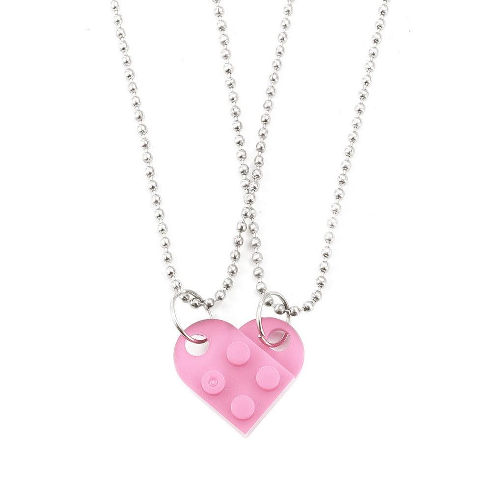 Stitching Heart Necklace | Fashion Wear Pink