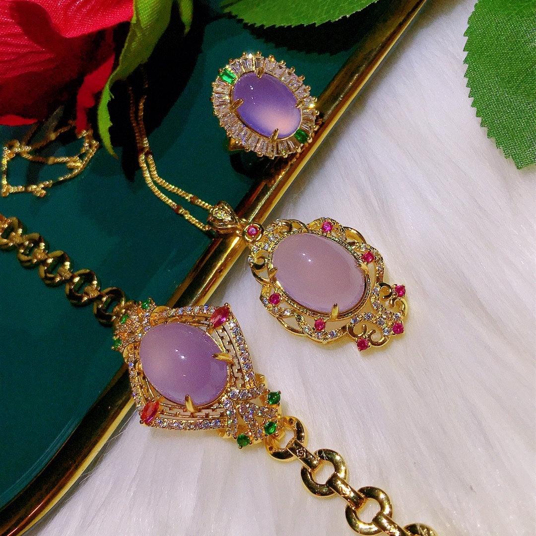 Natural Powder Chalcedony Jewelry Set | Party Collection