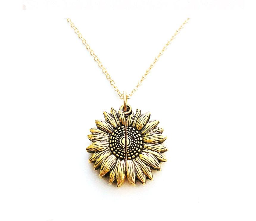 Sunflower Double Lettering Pendant Necklace | Daily Wear
