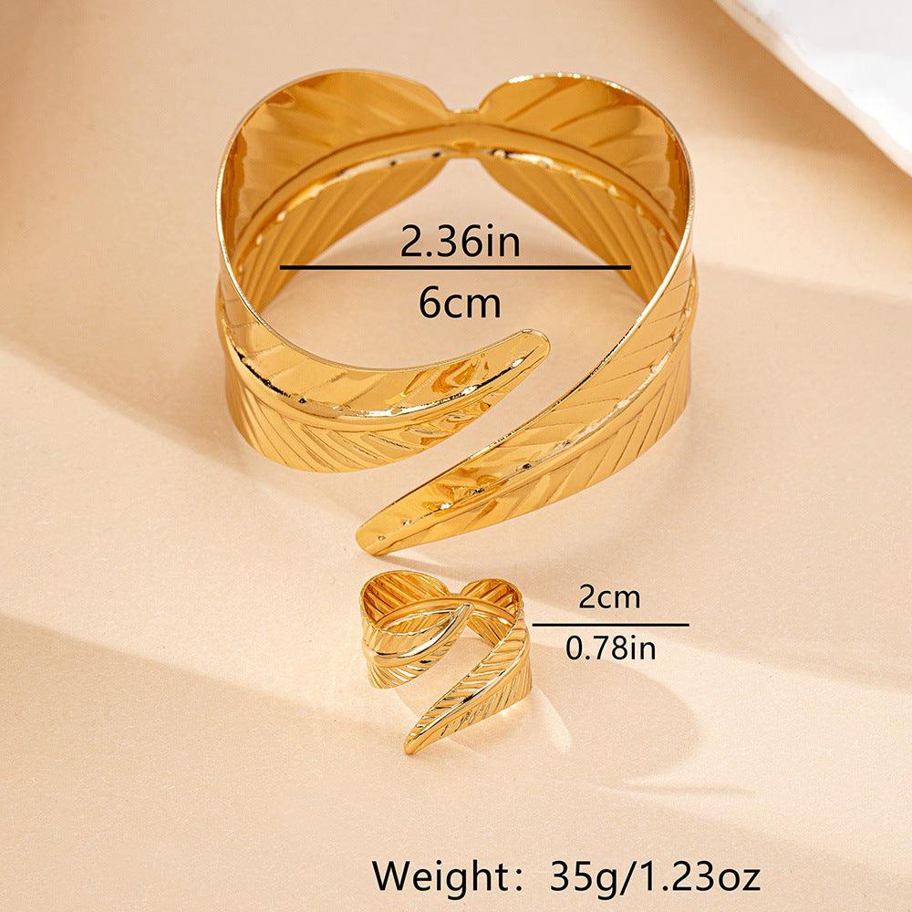 Elegant Geometry Open Bracelet | Party Wear Golden