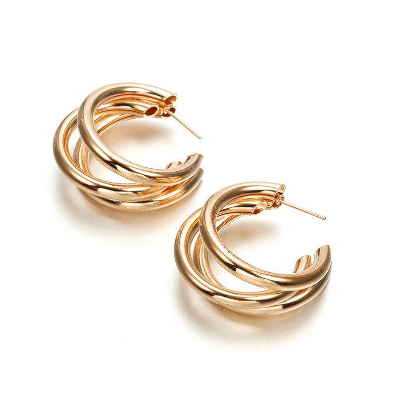 Cold Wind Metal Ring Ear Buckle Earrings