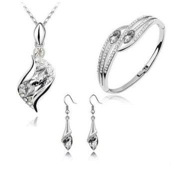 Angel Elf Earrings, Necklace, Bracelet Set White