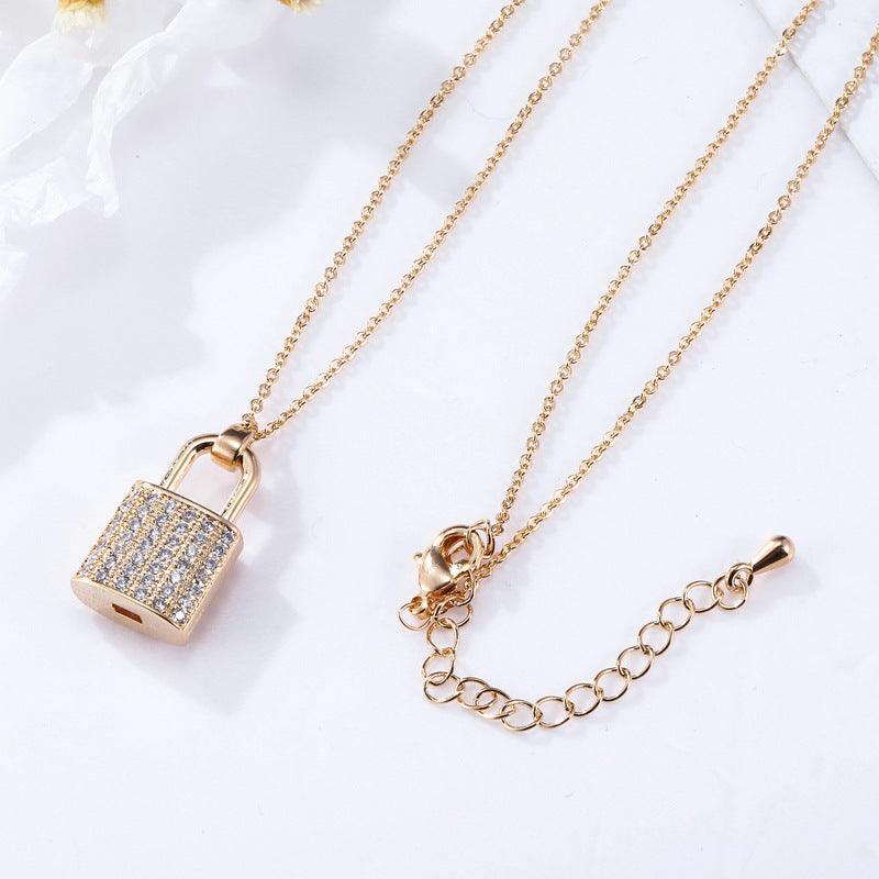 Zircon Lock Necklaces for Lovers | Party Collection