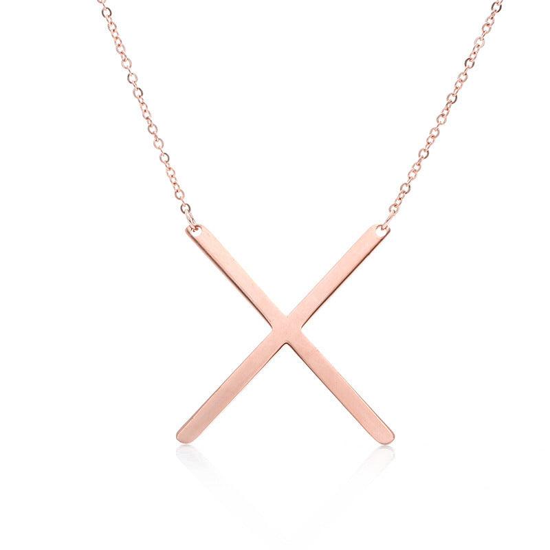 Initial Letter Pendant & Necklace | Gold Plated Rose Gold X