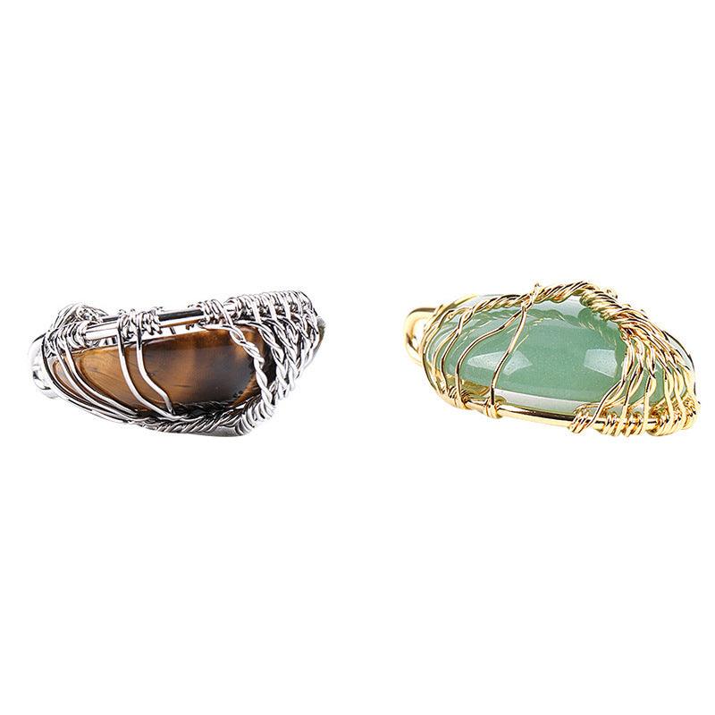 Fashion Stone Pendant with Gold Color Wire Wrap Gem