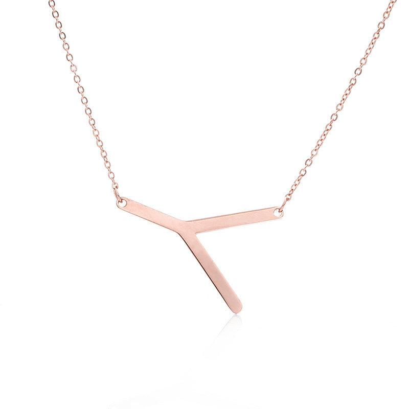 Initial Letter Pendant & Necklace | Gold Plated Rose Gold Y