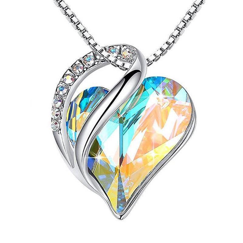 925 Silver Heart Shaped Necklace - Fashion Wear Light blue