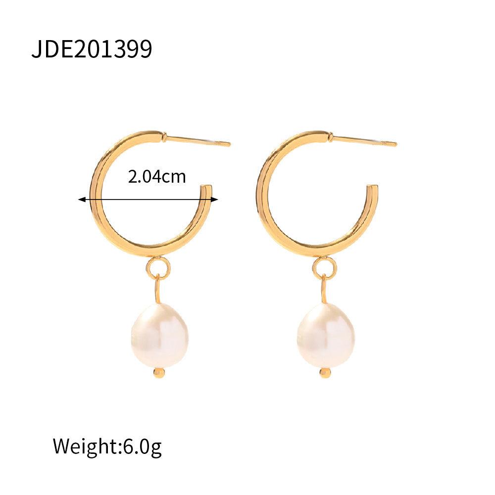 Freshwater Pearl Earrings | Daily Wear Gold White - B