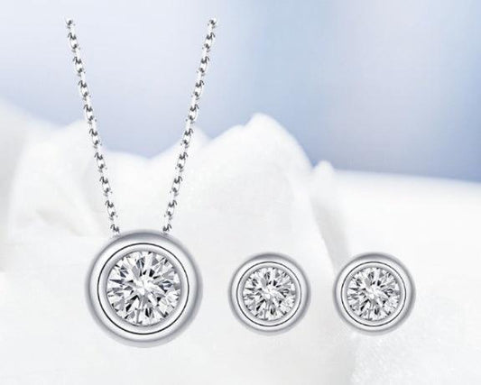 S925 Silver Inlaid Moissanite Jewelry Set