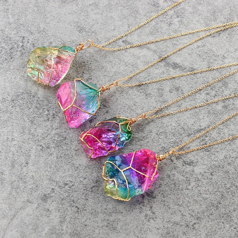 Rainbow Quartz Crystal Pendant Necklace | Daily Wear