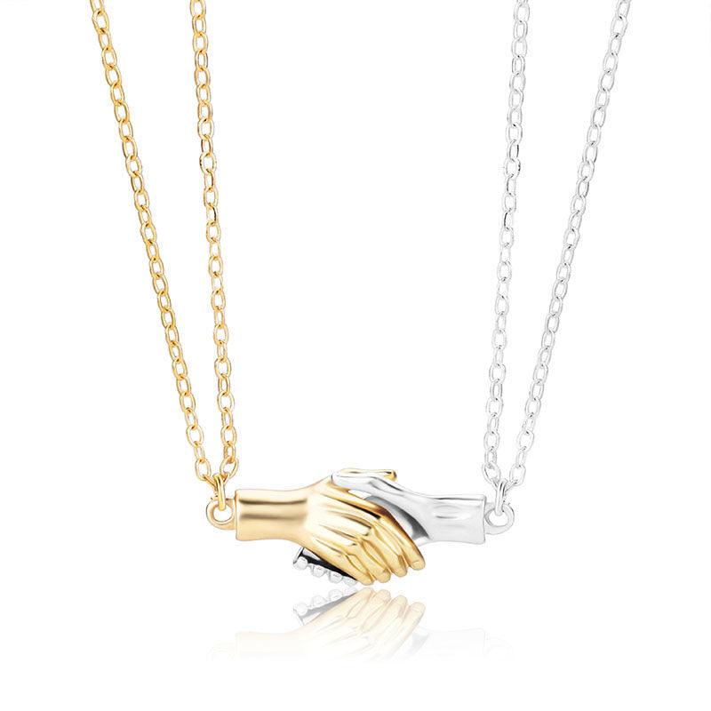 Magnetic Palm Couple Necklace Platinum