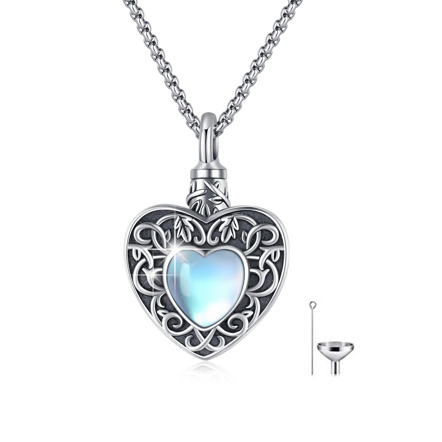 Heart Necklace for Ashes In 925 Sterling Silver