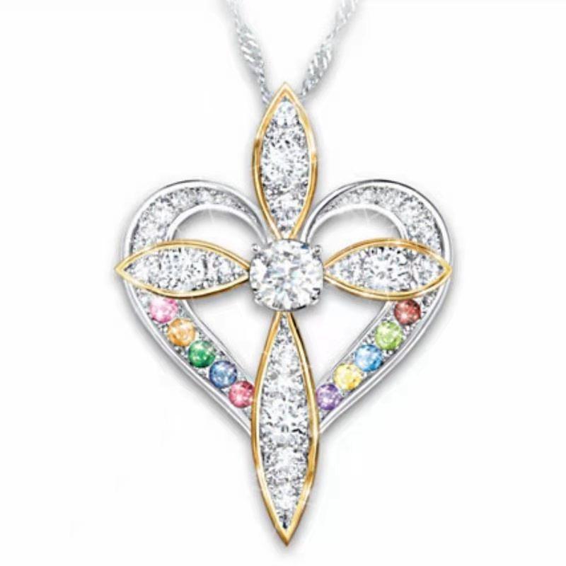 Heart Shaped Cross Pendant Necklace