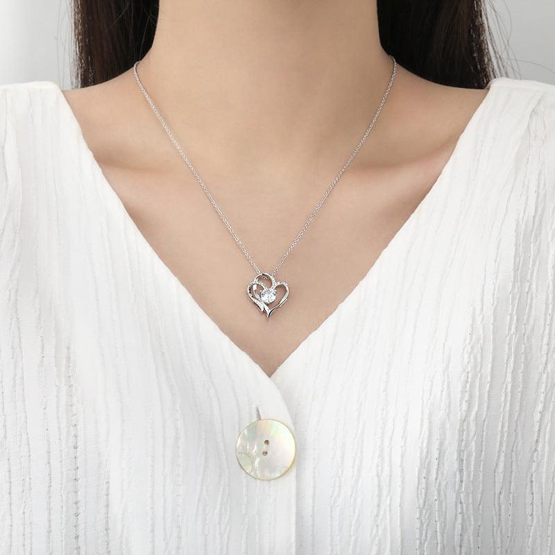 Zircon Double Love Rhinestones Necklace | Daily Wear