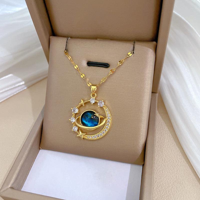 Starry Sky Planet Astronaut Necklace | Daily Wear Necklace Blue Moon
