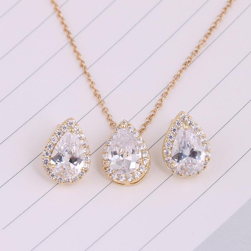 Water Drops Gemstone Jewelry Set Golden