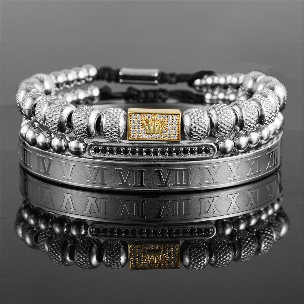 Vintage Crown Braided Bracelet | Fashion Jewelry Silver Gold
