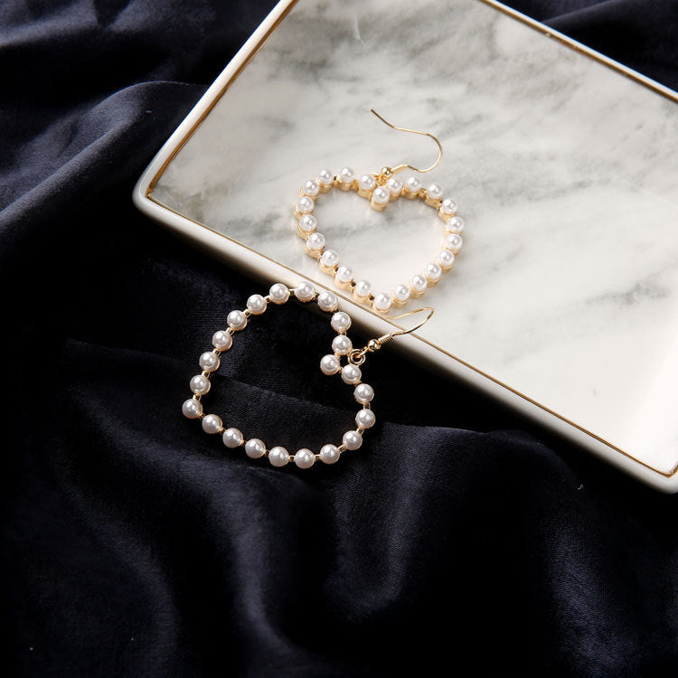 Cute Peach Heart Pierced Pearl Earrings | Daily Wear White