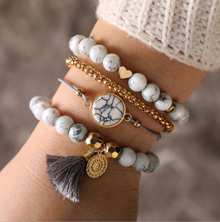 Geometric Hollow Fringed Pine Stone Bracelet | Daily Wear