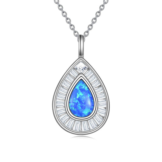 Blue Opal Teardrop Necklace | Sterling Silver Collection
