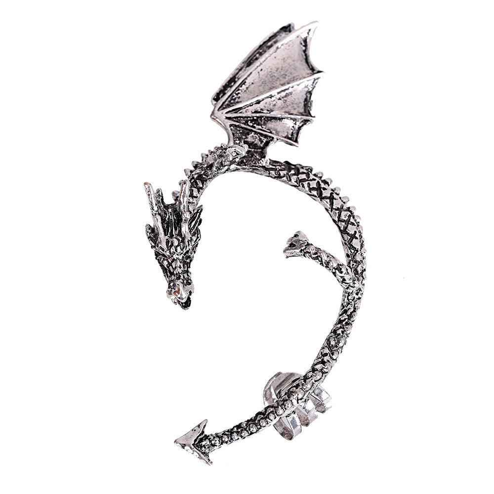 Creative Flying Dragon Ear Clip Silver