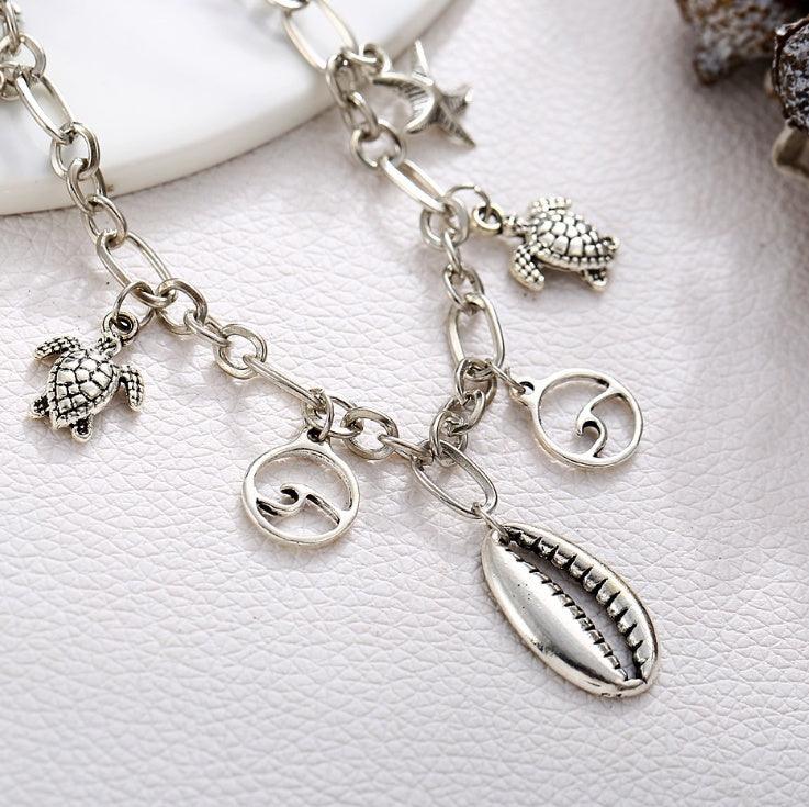 BoldlyBeautiful - Boho Wave Turtle Pendant Anklet Bracelets Women Ocean Jewelry - BoldlyBeautiful
