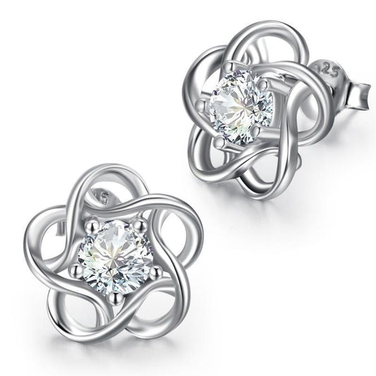 Flower Stud Earrings In Sterling Silver | Daily Wear
