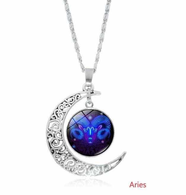 12 Constellation Moon Pendant Necklace | Daily Wear 12
