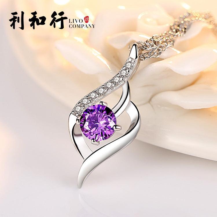 Silver Necklace Pendant | Fashion Jewelry Purple