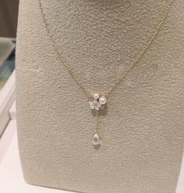 K Gold Platted White Shell Pearl Necklace Clavicle Chain
