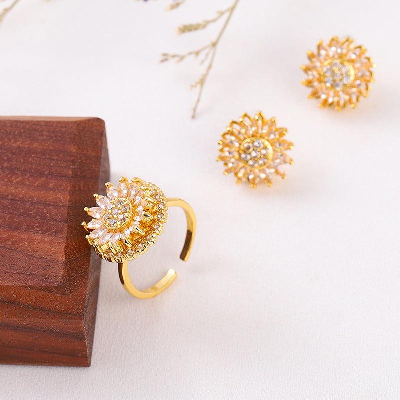 Classic Charm Sunflower Necklace Earrings Set | Daily Wear