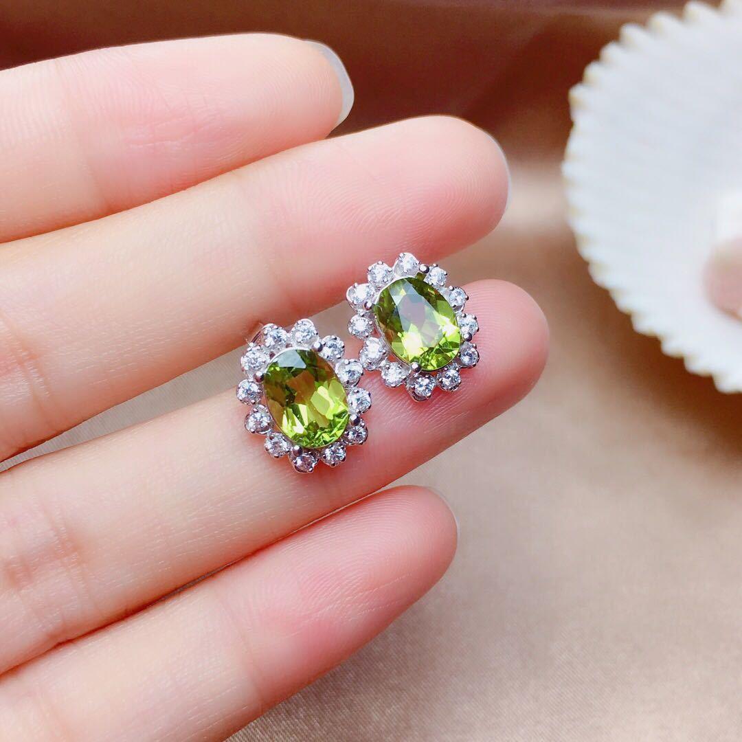 Olivine Set with Transparent Crystals - Daily Wear Earrings