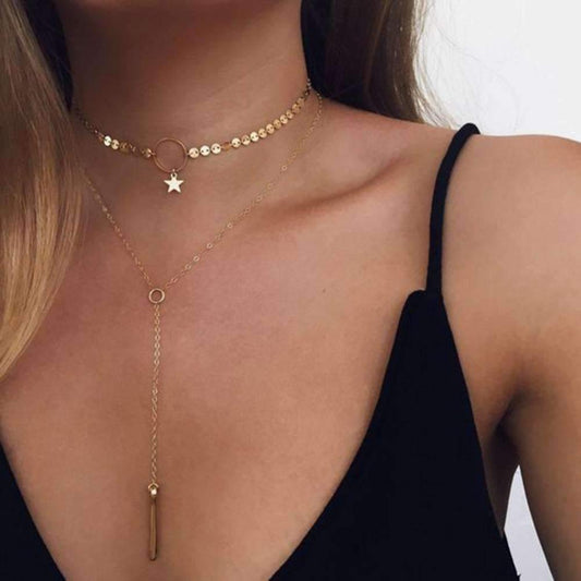 Star Goddess Duo Layering Choker Necklace | Beach Jewelry