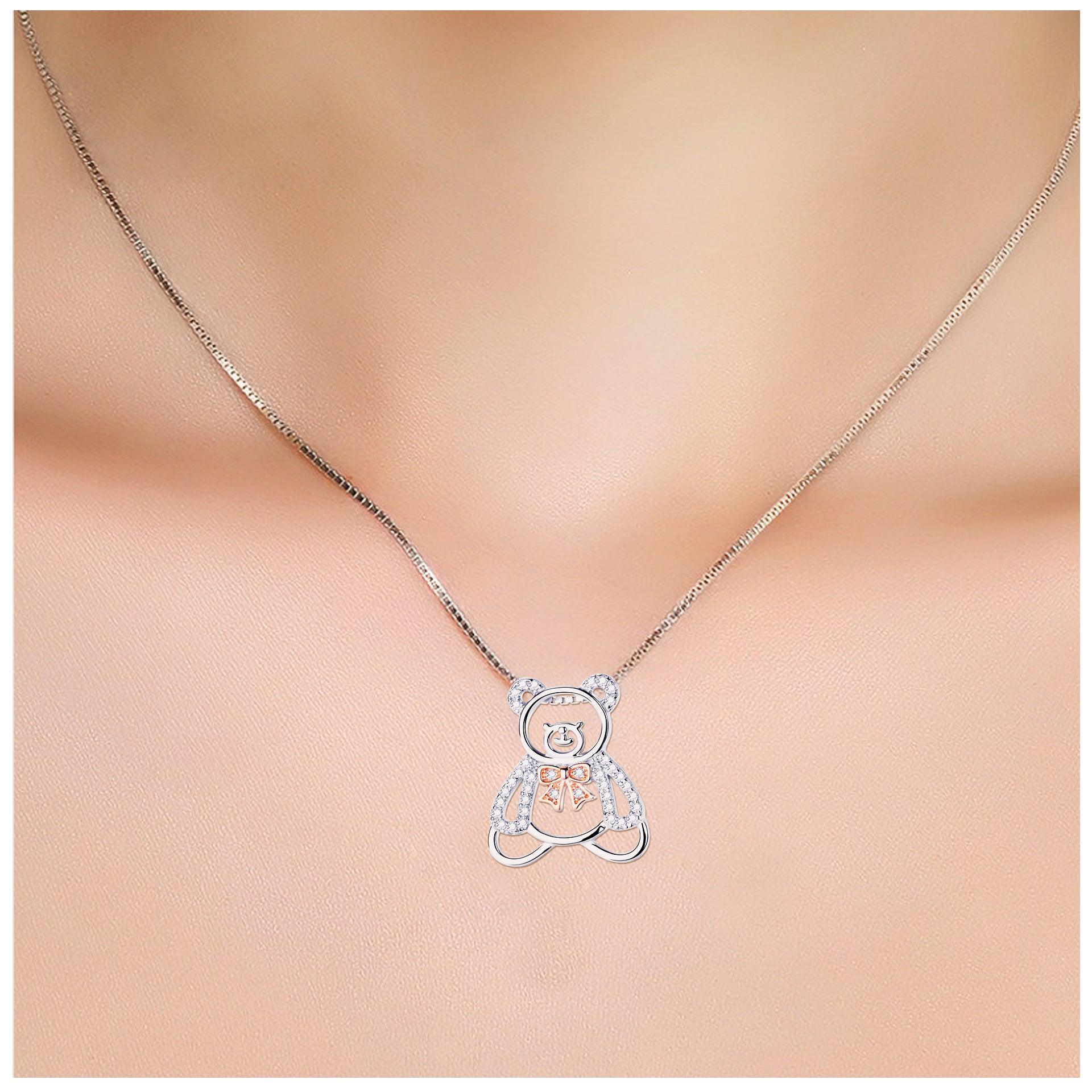 925 Silver Cute Bear Necklace | Daily Wear
