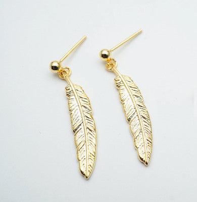 Feather Earrings In 18K Gold Plated S925 | Daily Wear Gold Platted Earrings