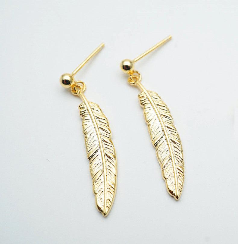 Feather Earrings In 18K Gold Plated S925 | Daily Wear