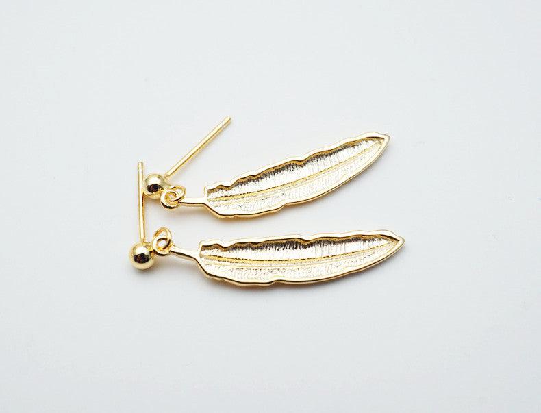 Feather Earrings In 18K Gold Plated S925 | Daily Wear
