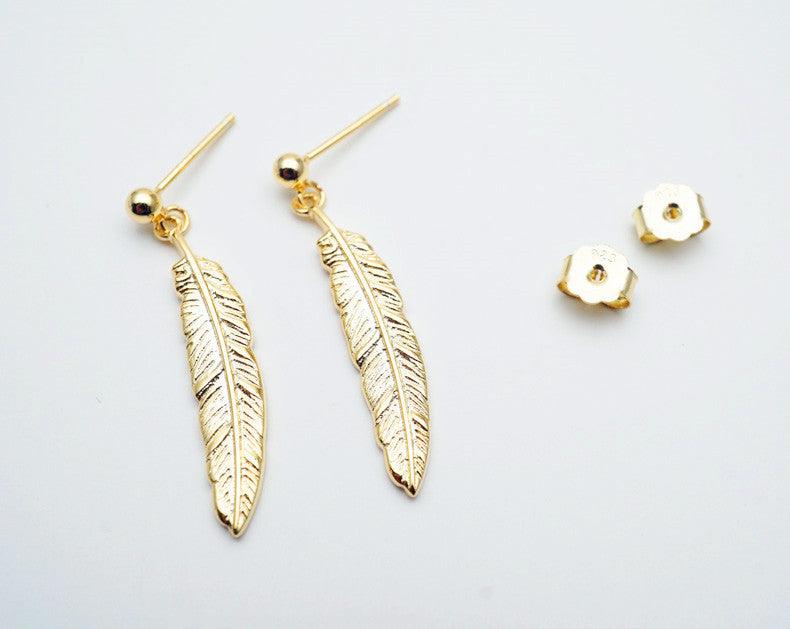 Feather Earrings In 18K Gold Plated S925 | Daily Wear