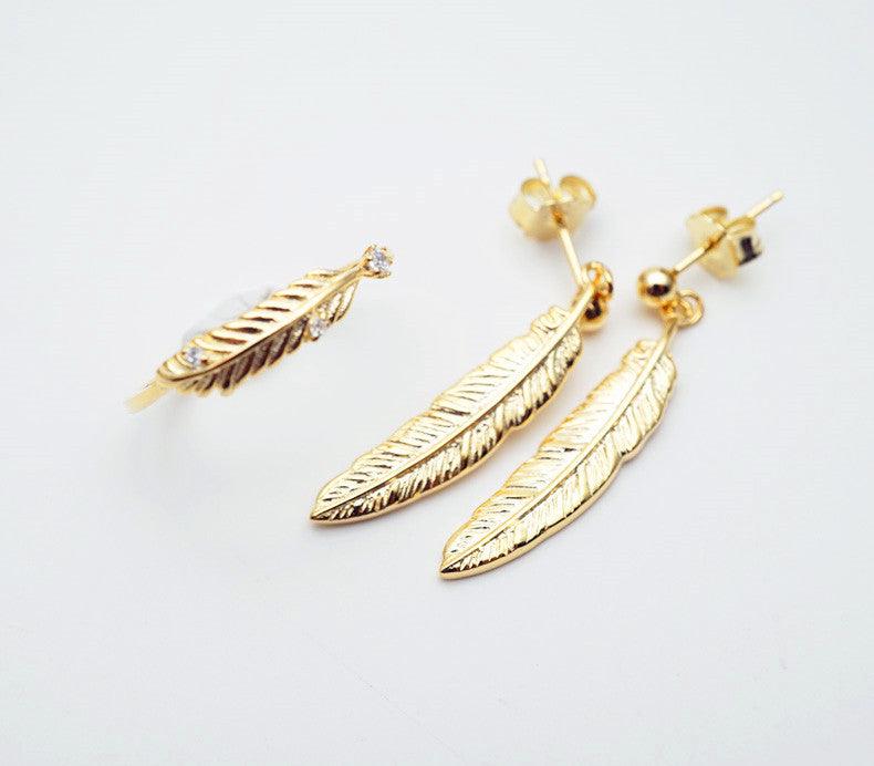 Feather Earrings In 18K Gold Plated S925 | Daily Wear