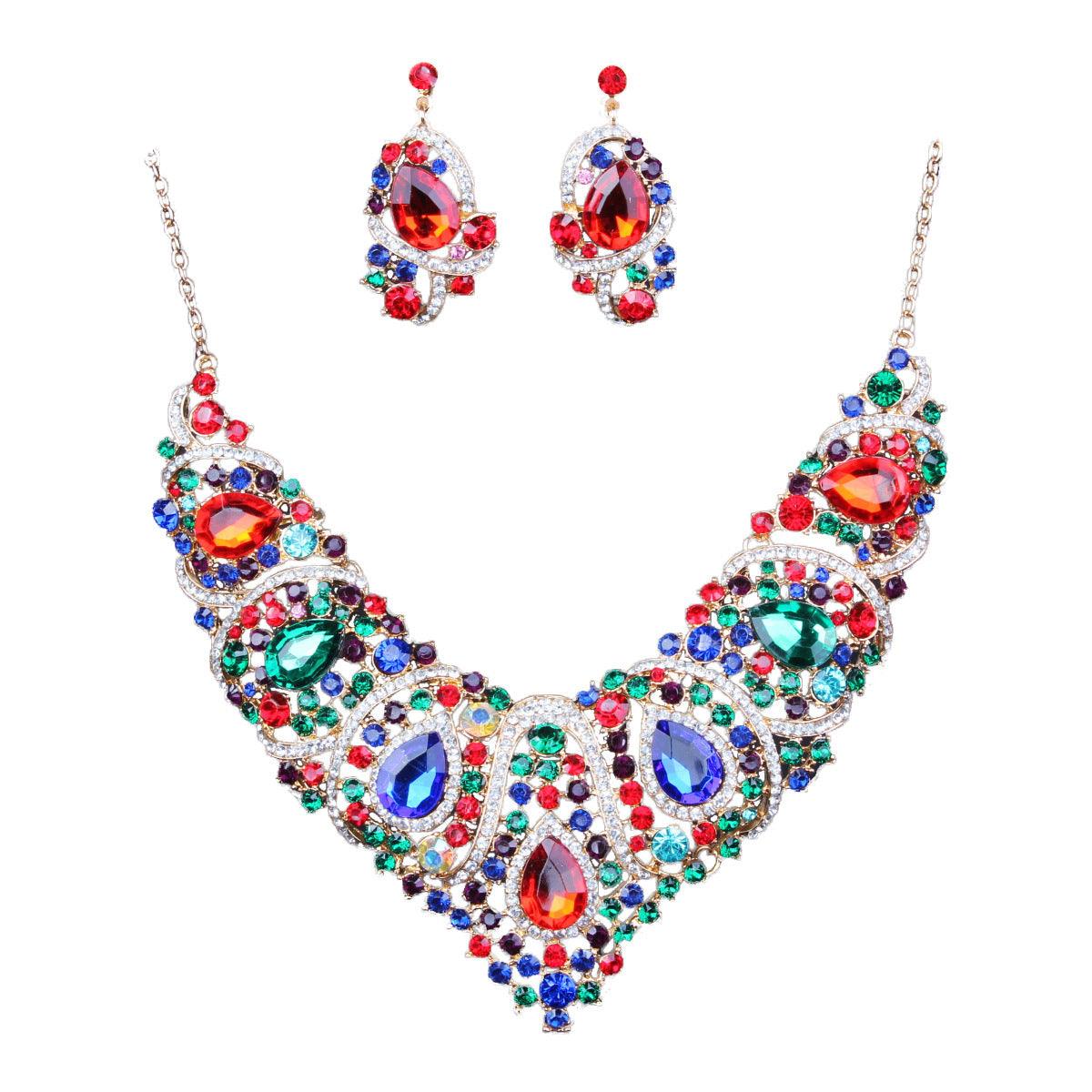 Multicolor - Bridal Necklace and Earring Set Color
