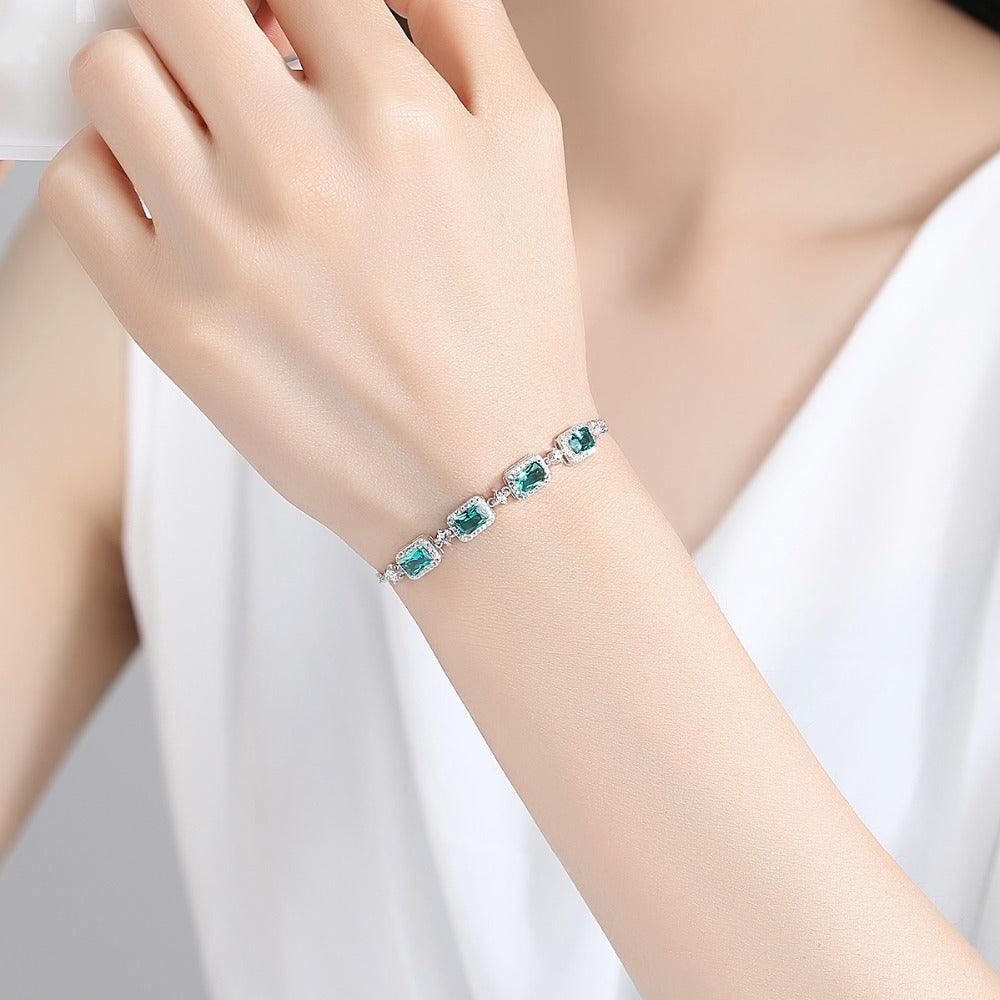 S925 Sterling Silver Emerald Bracelet | Daily Wear