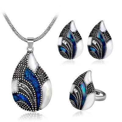 Dazzling Water Drop Jewelry Set Silver